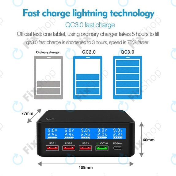 Σταθμός Φόρτισης USB με USB 3.0 & USB-C για FixPremium