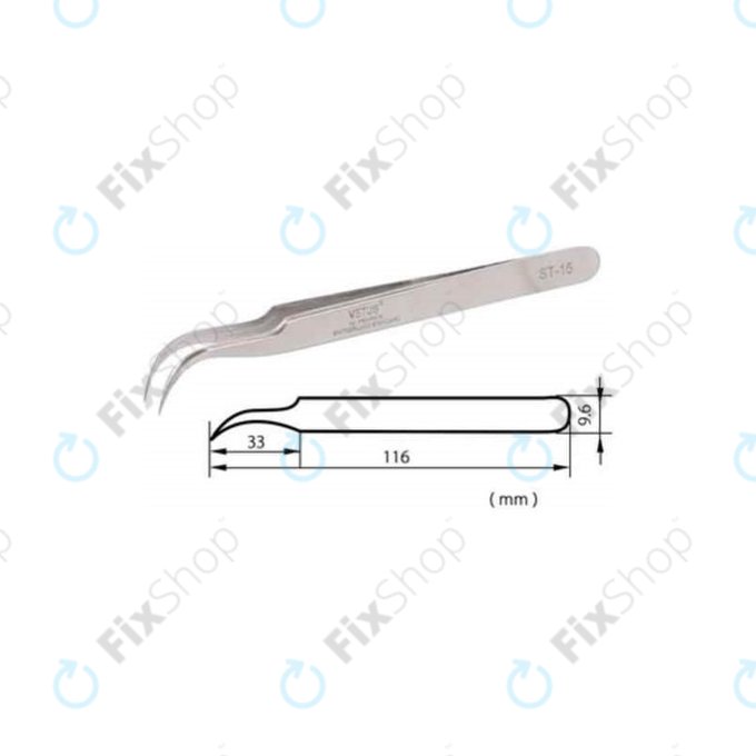 Επαγγελματική Μεταλλική Λαβίδα με Κυρτή Μύτη (120mm) για Vetus ST-15