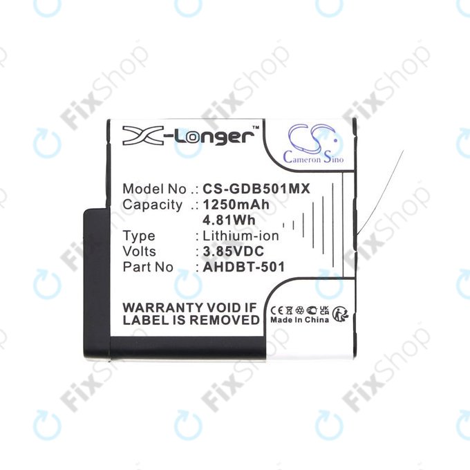 Μπαταρία για Gopro Hero 8, Hero 6, 1250mAh, Li-Ion, 3.85V, AHDBT-501, HQ