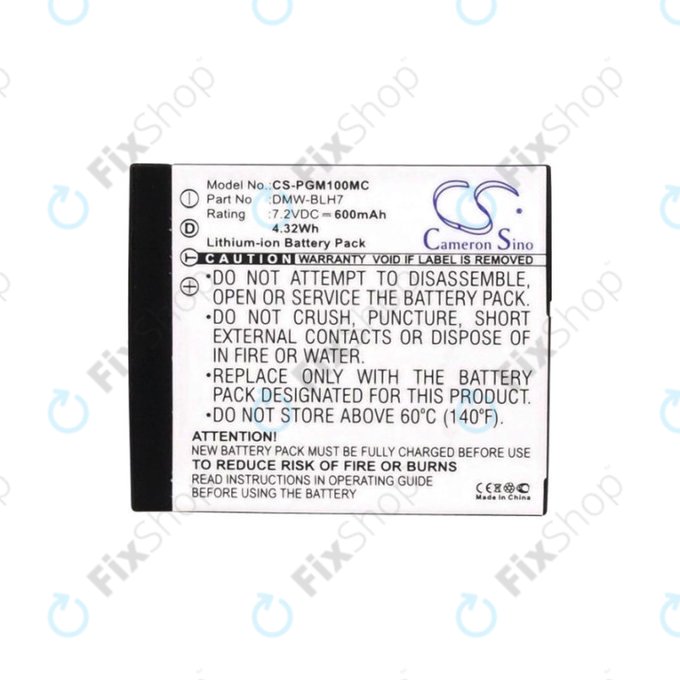 Μπαταρία για Panasonic Lumix DMC, 600mAh, Li-Ion, 7.2V, DMW-BLH7, HQ