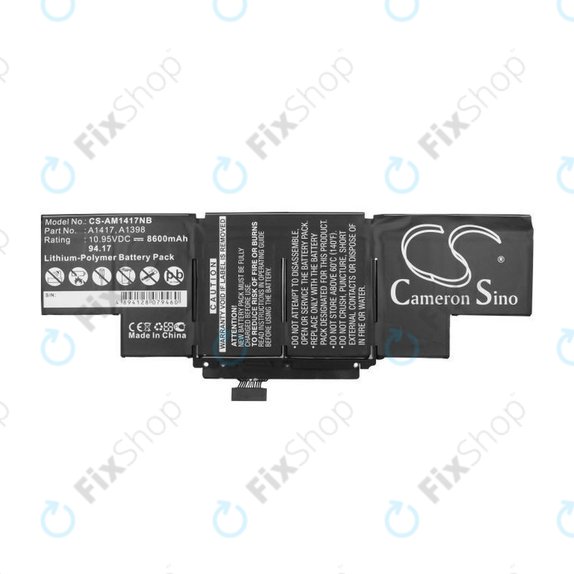Μπαταρία για MacBook Pro 15", Μέσα 2012 – Αρχές 2013, A1398, A1417, 8600mAh, HQ
