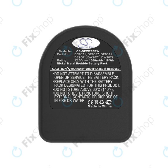 Μπαταρία για Dewalt DCD940B2, DCD910KX, 1500mAh, Ni-MH, 12V, DC9071, DE9074, HQ