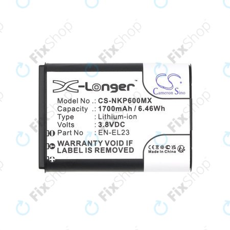 Μπαταρία για Nikon Coolpix, 1700mAh, Li-Ion, 3.8V, EN-EL23, HQ