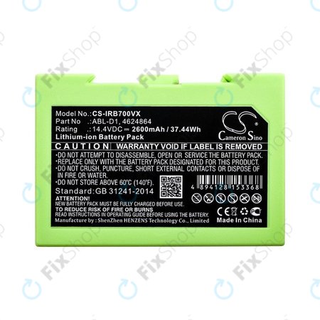 Μπαταρία για iRobot Roomba e-series, i-series, ABL-D1, 4624864, ABL-D2, 14.4V, 2600mAh, HQ