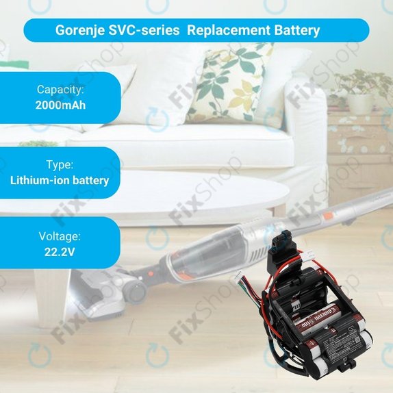 Μπαταρία για Gorenje SVC-series, 861790, 22.2V, 2000mAh, HQ