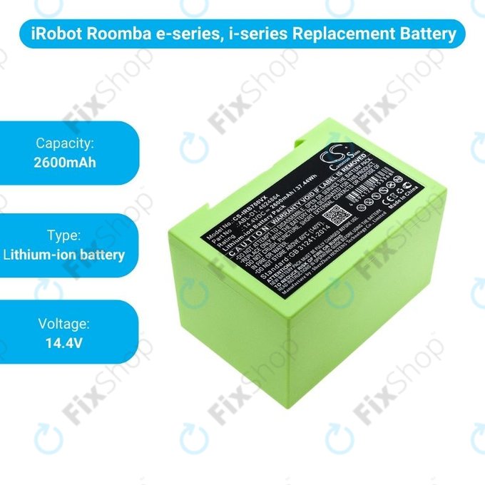 Μπαταρία για iRobot Roomba e-series, i-series, ABL-D1, 4624864, ABL-D2, 14.4V, 2600mAh, HQ