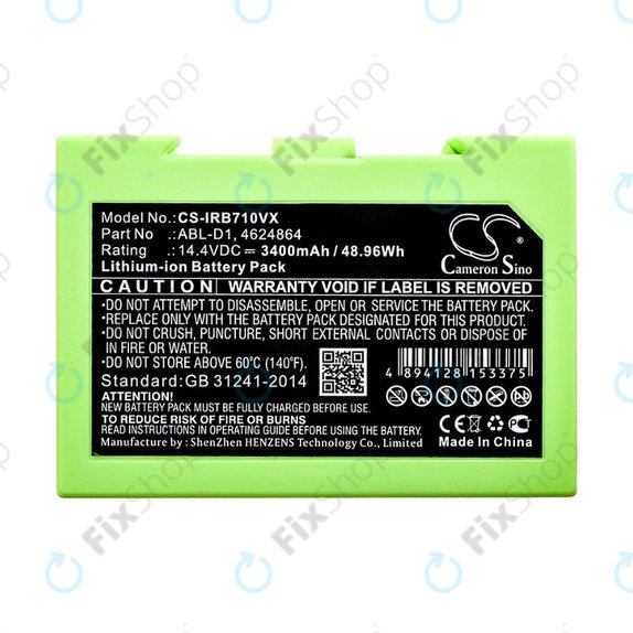Μπαταρία για iRobot Roomba e-series, i-series, ABL-D1, 4624864, ABL-D2, 14.4V, 3400mAh, HQ