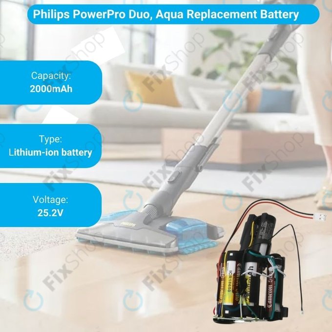 Μπαταρία για Philips PowerPro Aqua FC6408, FC6409, Duo FC6171, FC6172, 300003446961, 69-2008-009-211, 69-2008-009-201, 25.2V, 2000mAh, HQ