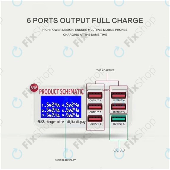 Σχηματικό Προϊόντος 896 - Σταθμός Φόρτισης USB με USB 3.0