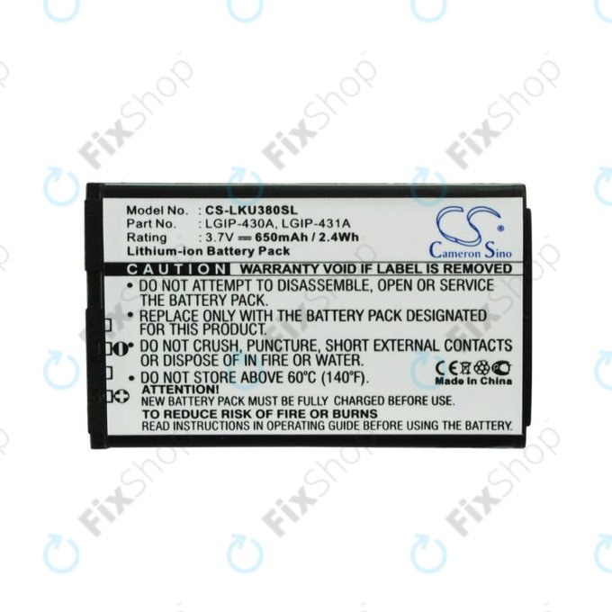 Μπαταρία για LG 230 Nite, 650mAh, Li-Ion, 3.7V, LGIP-430A, HQ