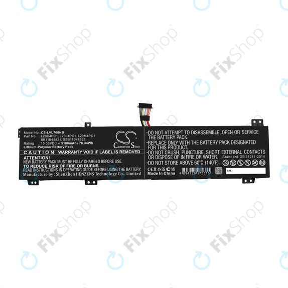 Μπαταρία για Lenovo Legion 5, 5 Pro, 7, 7i, R7000p, 5100mAh, Li-Pol, 15.36V, L20C4PC1, HQ