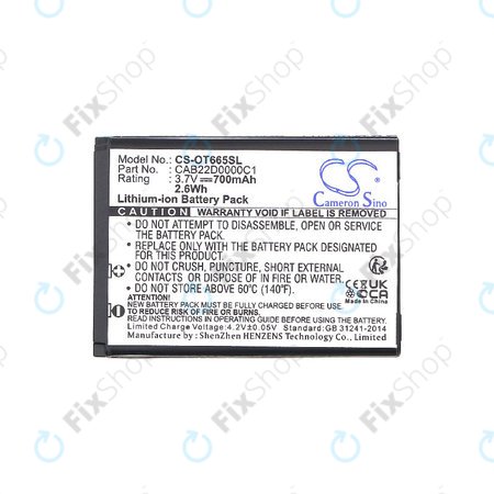 Μπαταρία για Alcatel One Touch 2010D, 700mAh, Li-ion, 3.7V, CAB22D0000C1, HQ