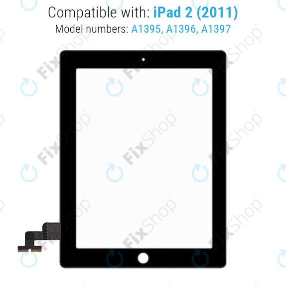 Οθόνη αφής για iPad 2, Μαύρο, Black
