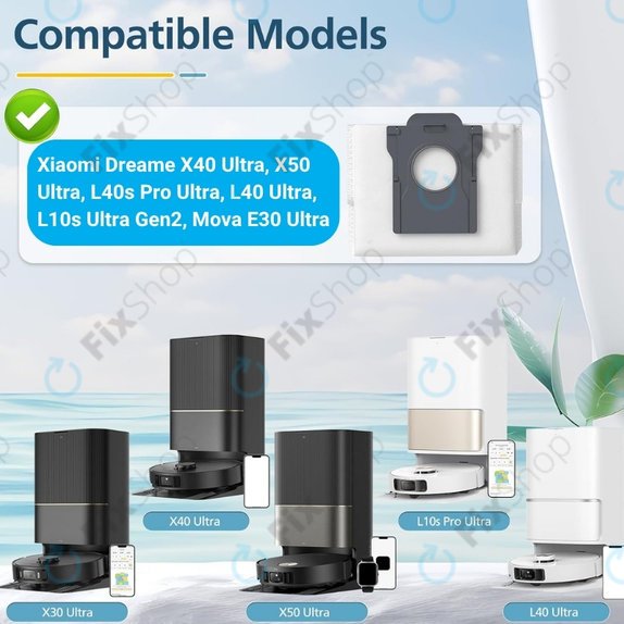 Σακούλα σκόνης, 2 τεμ. για Xiaomi Dreame X40 Ultra, X50 Ultra, L40s Pro Ultra, L40 Ultra, L10s Ultra Gen2, Mova E30 Ultra, Mova V50 Ultra, P60