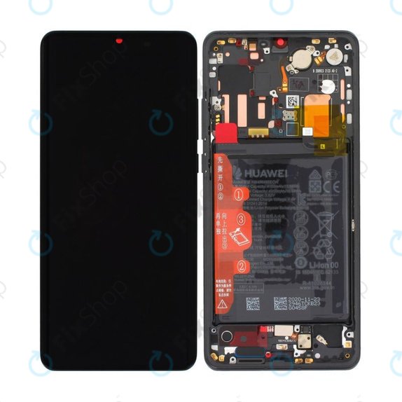Συγκρότημα οθόνης με μπαταρία για Huawei P30 Pro, P30 Pro 2020, 02352PBT, 02355UMW, 02354NAK, 02355UNB, Μαύρο, Black, Service Pack