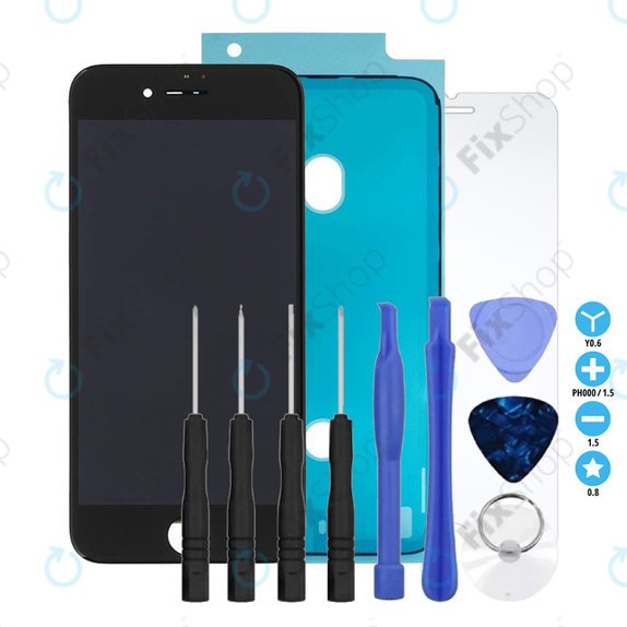 Οθόνη για iPhone 7, Black, Αφής με πλαίσιο, Κόλλα (Adhesive), Προστατευτικό Γυαλί, Εργαλεία