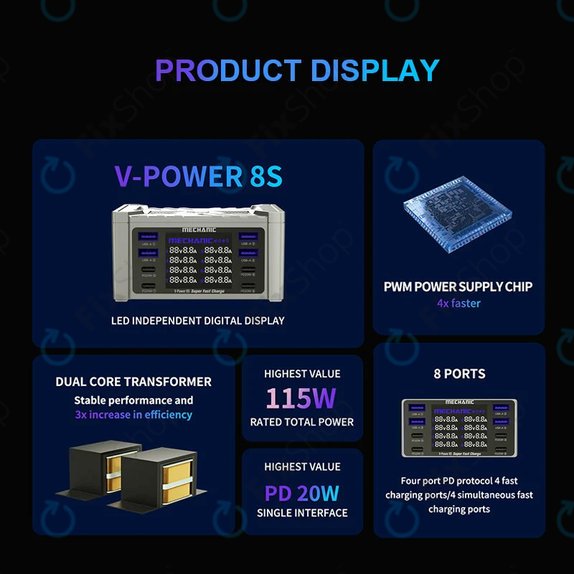Σταθμός Φόρτισης Υπηρεσιών Mechanic V-Power 8S