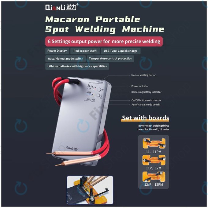 Σετ Μικροσυγκολλητή Σημείου για Επισκευή Flex Μπαταρίας (iPhone 11 - 12 Pro Max) για QianLi Macaron