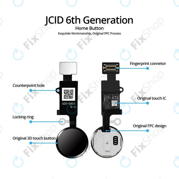 Κουμπί Αρχικής Οθόνης JCID 6 Gen για iPhone 7, 7 Plus, 8, 8 Plus, SE (2020) | SE (2022), Space Gray, Μαύρο, Black