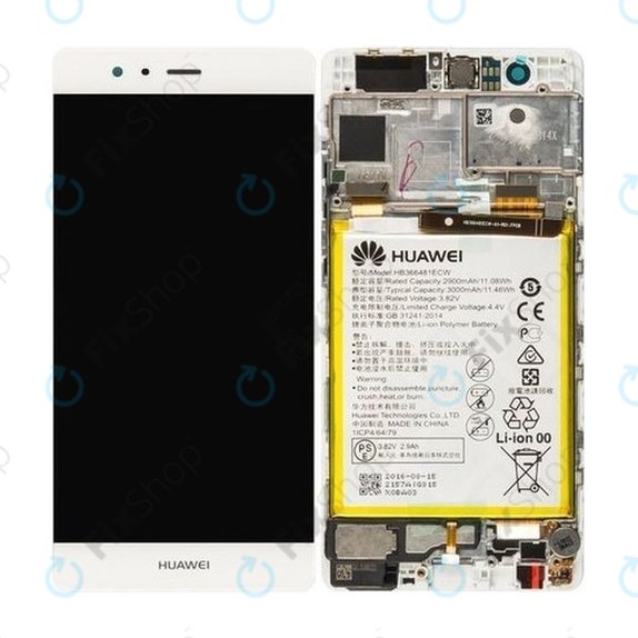 Συγκρότημα οθόνης με μπαταρία για Huawei P9, 02350RRY, 02350RKF, Λευκό, White, Service Pack