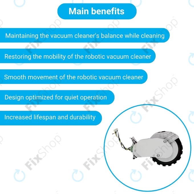 Τροχός με Κινητήρα (Αριστερός) για Xiaomi Robot Vacuum X20 | S10 | Dreame X30 | X20 | X10 Pro | Λευκό | White