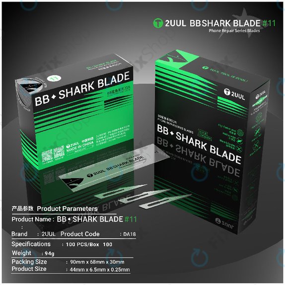 Λεπίδες νυστεριού Shark No.11, BB, 2UUL DA18, 100τμχ/κουτί