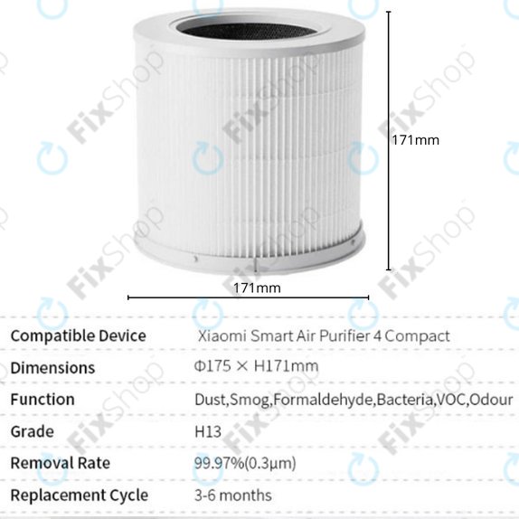 HEPA φίλτρο (Ενεργός άνθρακας) για Xiaomi Smart Air Purifier 4 Compact | White