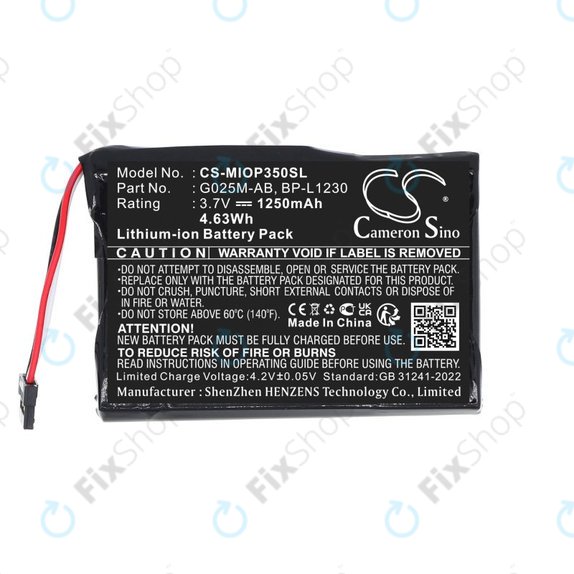 Μπαταρία για Mitac Mio P350, P550, 1250mAh, Li-Ion, 3.7V, BL-LP1230, HQ