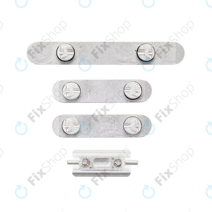 Σετ Πλαϊνών Κουμπιών για iPhone XS | Λειτουργίας + Έντασης + Σίγασης | Ασημί | Silver