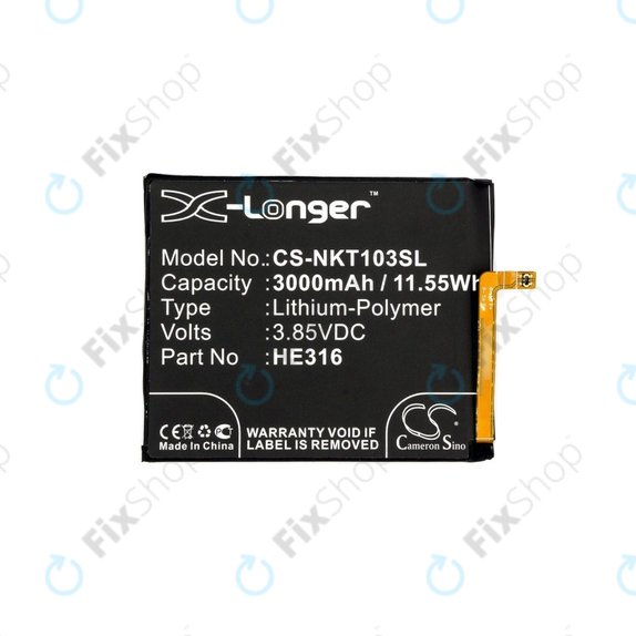 Μπαταρία για Nokia 6, 3000mAh, Li-Pol, 3.85 V, HE316, HQ