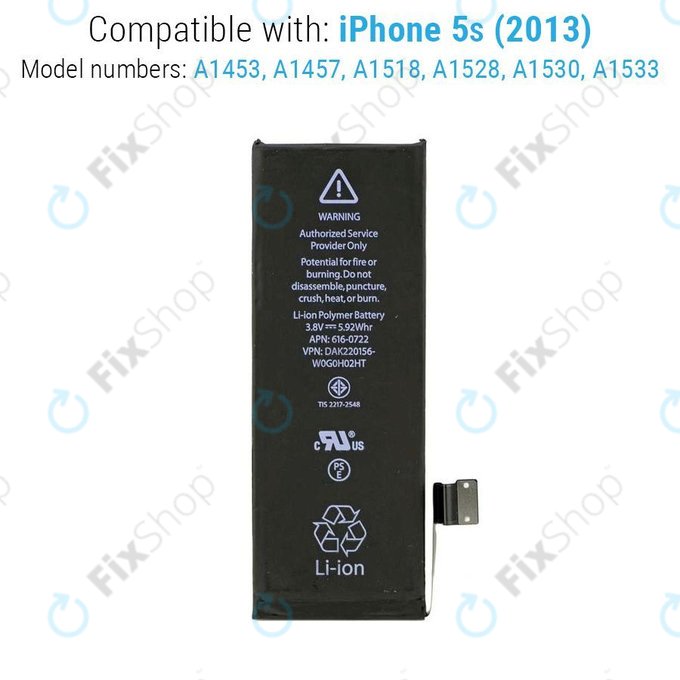 Μπαταρία για iPhone 5S, 1560mAh, FixPremium