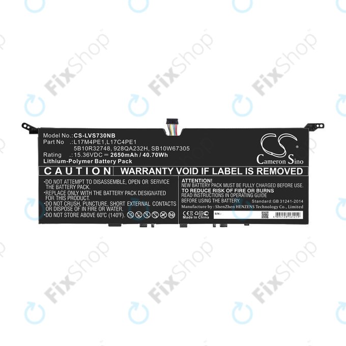 Μπαταρία για Lenovo IdeaPad 730-13, 2650mAh, Li-Pol, 15.36V, 5B10R32748, HQ