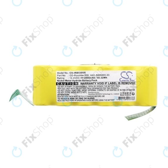 Μπαταρία για iRobot Roomba 500, 600, 700, 800, 900-series, R3, Scooba 450, Vileda 137173, 11702, GD-Roomba-500, VAC-500NMH-33, 14.4V, 2800mAh, HQ