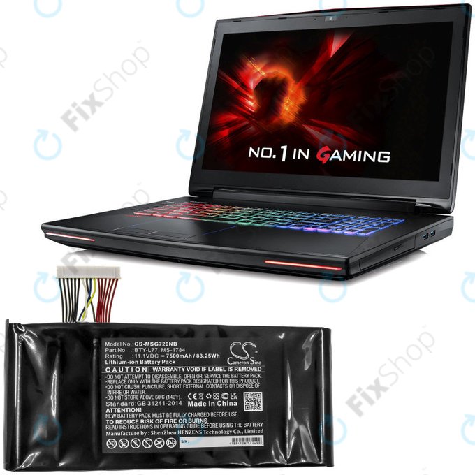 Μπαταρία για MSI GT72, MSI WT72, 7500mAh, Li-Ion, 11.1V, BTY-L77, HQ