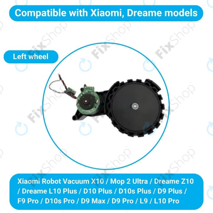 Τροχός με Κινητήρα (Αριστερός) για Xiaomi Robot Vacuum X10 | Dreame Z10 Pro | L10 Plus | D10 Plus | Μαύρο | Black