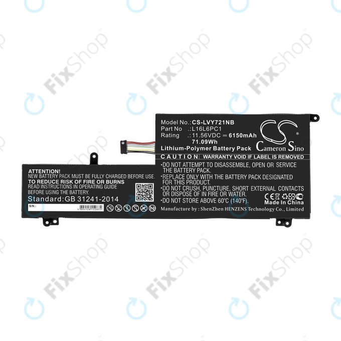 Μπαταρία για Lenovo Yoga 720-15, 6150mAh, Li-Pol, 11.56V, L16L6PC1, HQ