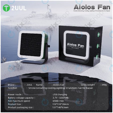 Απορροφητήρας καπνού και ανεμιστήρας ψύξης με φωτισμό LED, 2UUL DA98