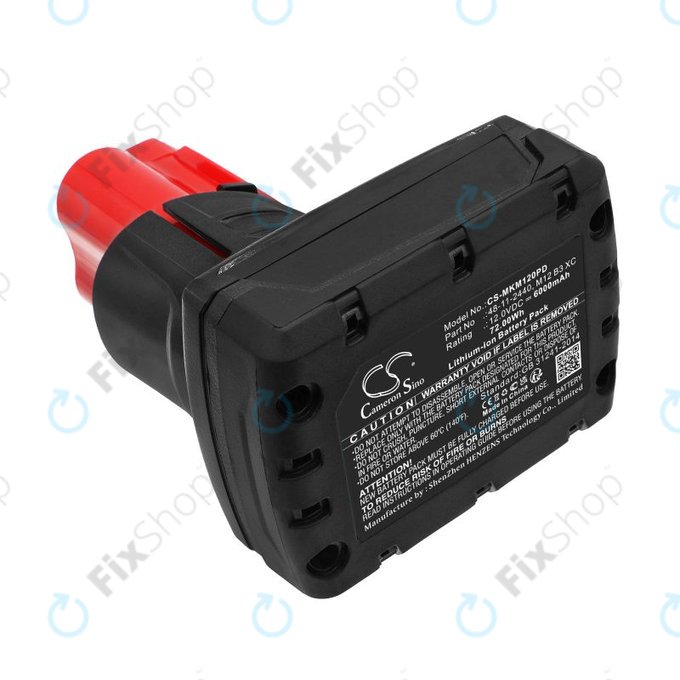 Μπαταρία για Milwaukee M12 Redlithium XC 4.0, 6000mAh, Li-Ion, 12V, M12 B3 XC, M12 B4 XC, HQ