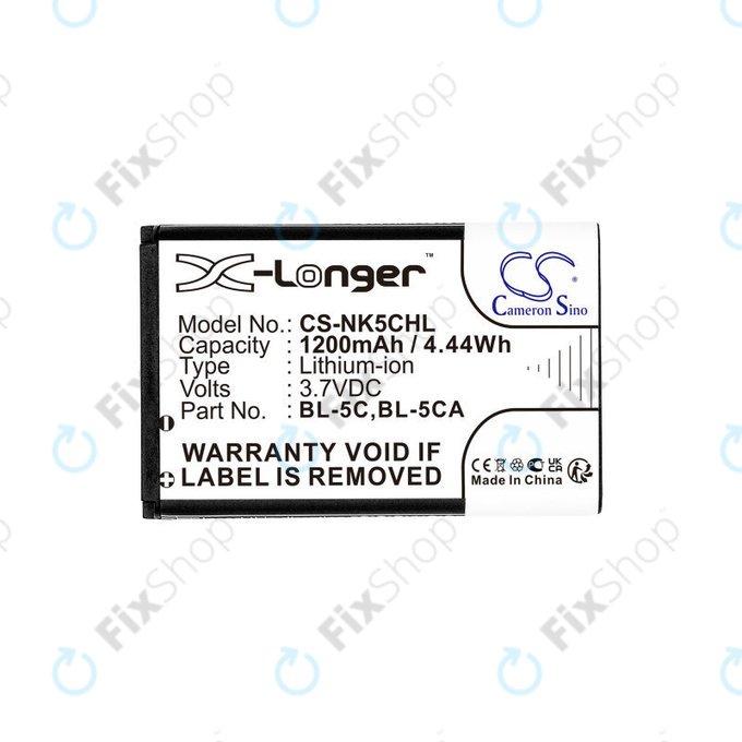 Μπαταρία για Nokia 1208, 1110, 2310, 1200mAh, Li-ion, 3.7V, BL-5C, HQ