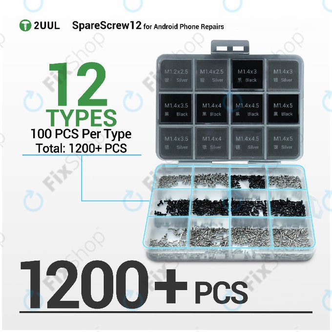 Σετ βιδών Phillips για επισκευή Android, 2UUL SC12, 1200τμχ/πακέτο