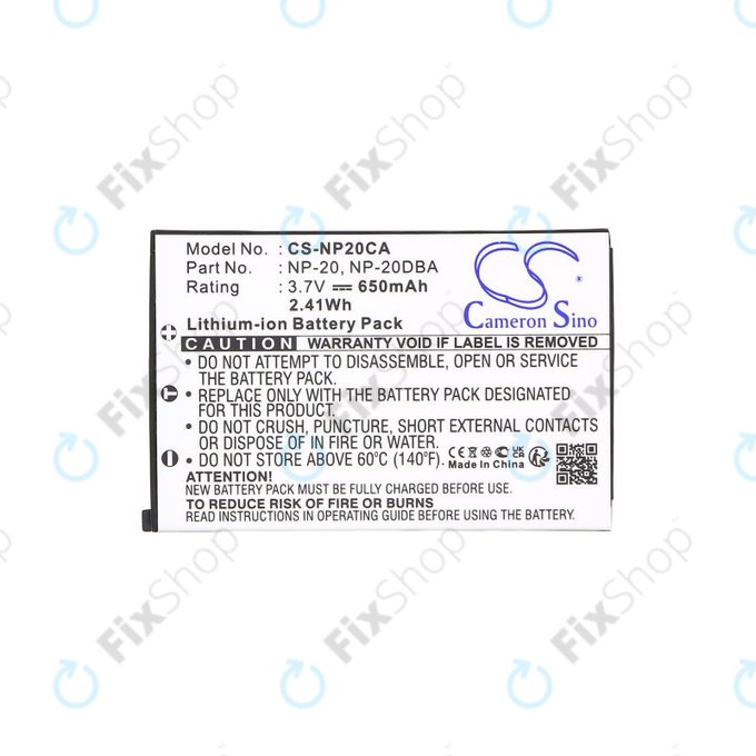 Μπαταρία για Casio Exilim Card Ex-S880, 650mAh, Li-Ion, 3.7V, NP-20, HQ