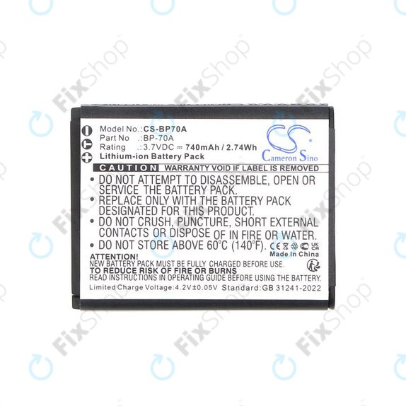 Μπαταρία για Samsung ES, ST, 740mAh, Li-Ion, 3.7V, BP-70A, HQ
