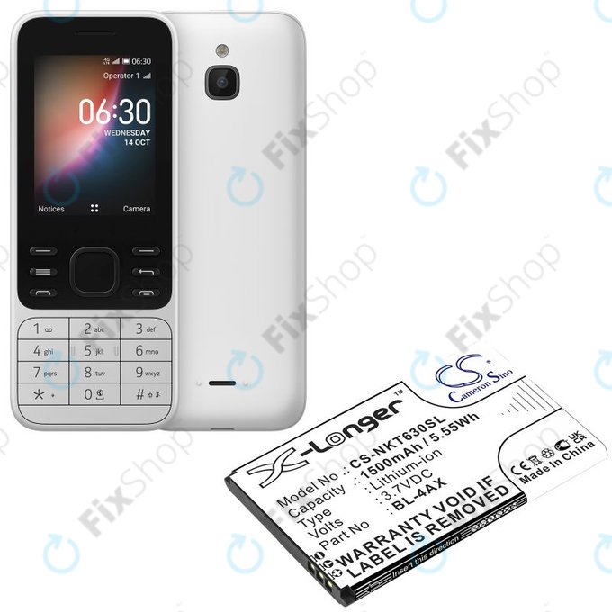 Μπαταρία για Nokia 6300 4G, Nokia 8000 4G, 1500mAh, Li-Ion, 3.7V, BL-4AX, HQ