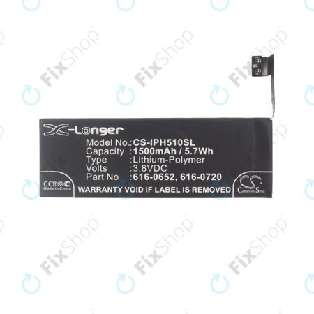 Μπαταρία για iPhone 5S, 5C, 616-0652, 616-0720, 1500mAh, HQ