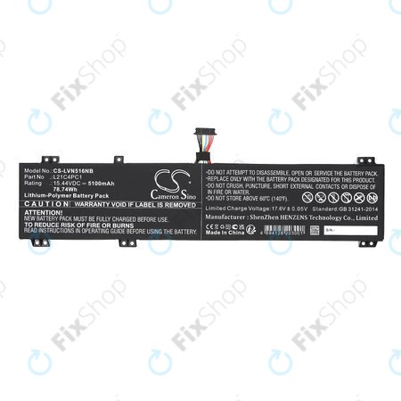 Μπαταρία για Lenovo Legion 5 15ARH7H, 82RD0002SB, 5100mAh, Li-Pol, 15.44V, L21C4PC1, HQ
