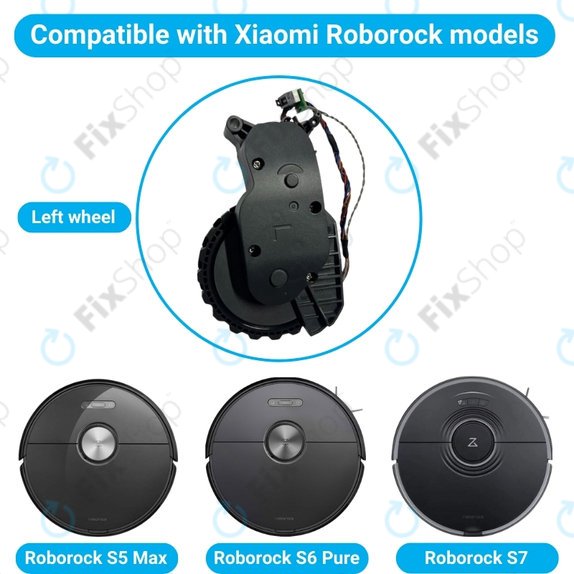 Τροχός με Κινητήρα (Αριστερός) για Xiaomi Roborock S5 Max | S6 Pure | S7 | Μαύρο | Black