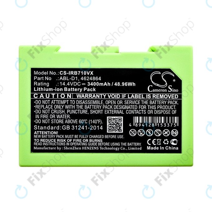 Μπαταρία για iRobot Roomba e-series, i-series, ABL-D1, 4624864, ABL-D2, 14.4V, 3400mAh, HQ
