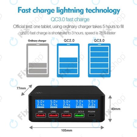 Σταθμός Φόρτισης USB με USB 3.0 & USB-C για FixPremium