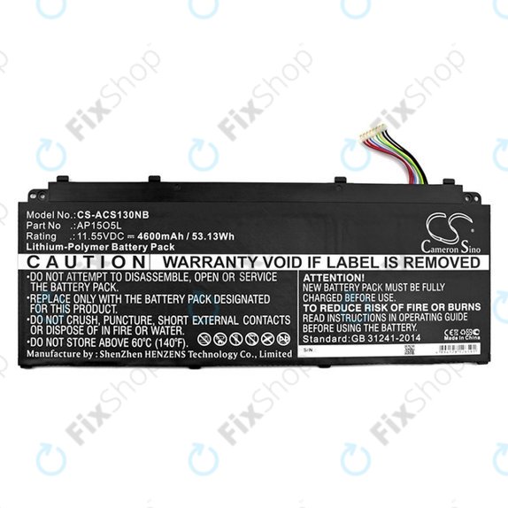 Μπαταρία για Acer Aspire S13, Chromebook R13, 4600mAh, Li-Pol, 11.55V, AP15O3K, HQ