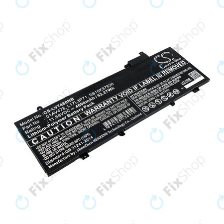 Μπαταρία για Lenovo ThinkPad T480S, 4600mAh, Li-Pol, 11.58V, 01AV478, HQ